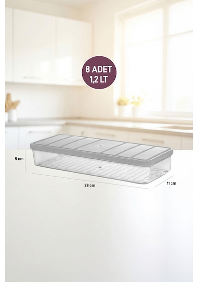 Selka Home 8 Adet 1 Lt. Nora Organizer Buzdolabı Buzluk Düzenleyici Saklama Kabı