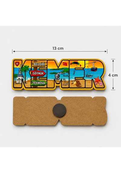 Magnet Kemer Ahşap Buzdolabı Süsü Hediyelik 13x4 Cm