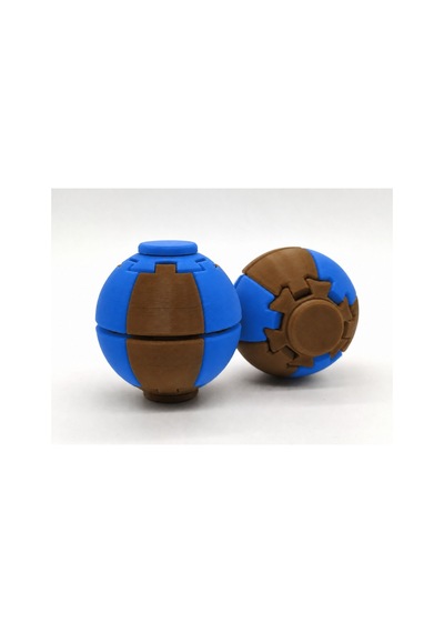 Alvera Press Küresi 3d Baskı Dönüşen Mekanik Fidget Stres Oyuncağı-kahverengi-mavi