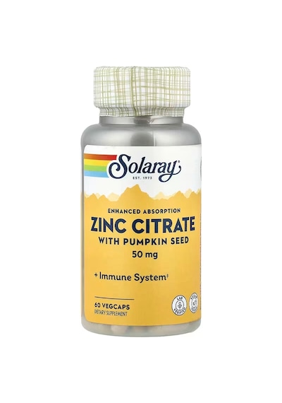 Solaray Zinc Citrate With Pumpkin Seed Immune System 60 Vegcaps