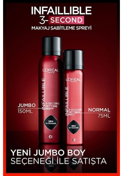 L'oréal Paris Infaillible 3-second Jumbo Makyaj Sabitleme Spreyi 150 Ml 3600524244538-10849