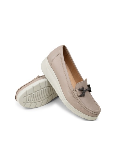 Deery Kadın Hakiki Deri Bej Dolgu Topuk Loafer - N1742zbejc01