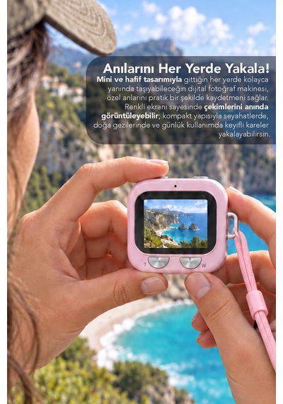Mimtec Blm-108 Mini Cep Kamera - 2.01" Hd Ekran 1080p Flaşlı Dijital Video Fotoğraf Makinası Pembe
