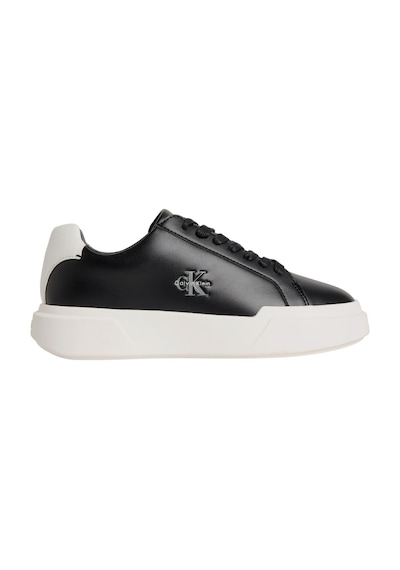 Calvin Klein Kadın Kalın Tabanlı Bağcıklı Deri Siyah Sneaker-13458 Siyah