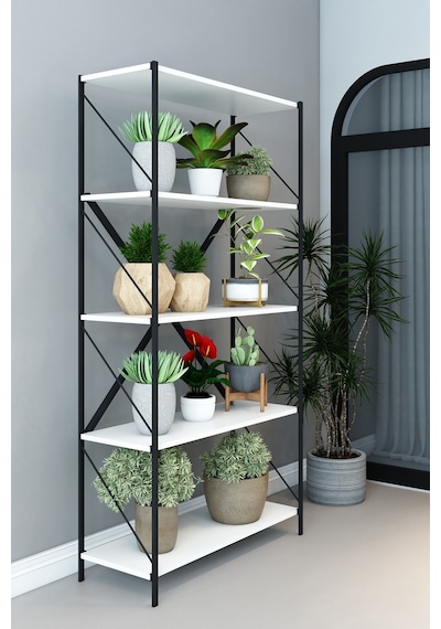 Stone Saksılık Çiçeklik Saksı Rafı Çiçek Standı Çok Amaçlı Dekoratif Raf 150 Cm Beyaz