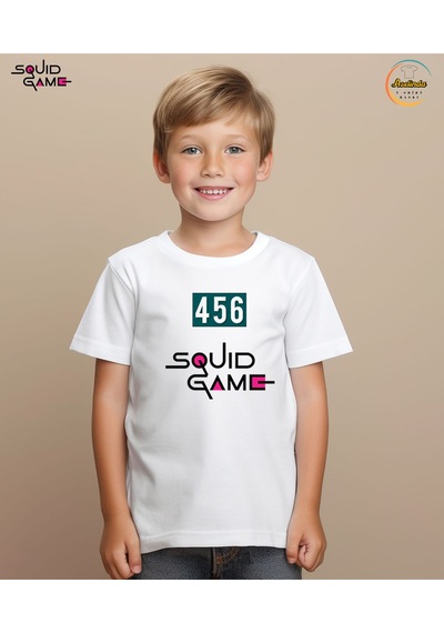 Aselinda Squid Game Yazı Baskılı Bisiklet Yaka Beyaz Tişört/t-shirt- Tek Adet Fiyatıdır Beyaz