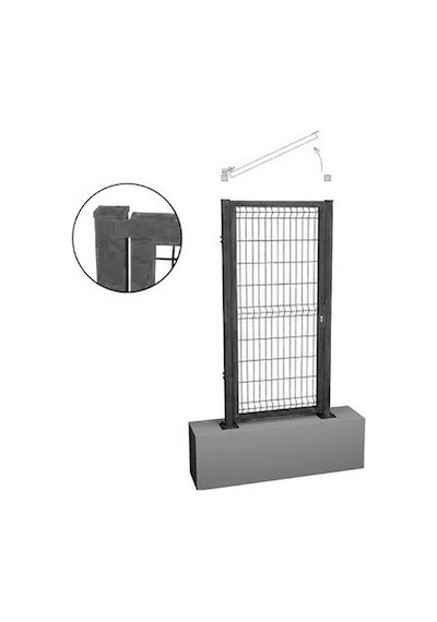 Dekorafence Kanatlı Hazır Panel Çit Kapı Antrasit -100x60 Cm