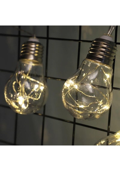Schulzz Kristal Küre Motifli Güneş Enerjili Su Geçirmez G50 4 Metre 10 Led Solar Bahçe Işıldağı Sıcak Beyaz