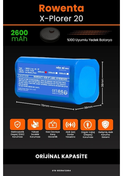 Rowenta X-plorer 20 Serie 2600mAh Robot Süpürge Bataryası