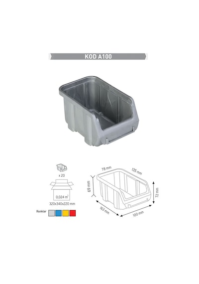Sembol A100 Plastik Avadanlık (Gri) 100X163X72Mm (50 Adet)