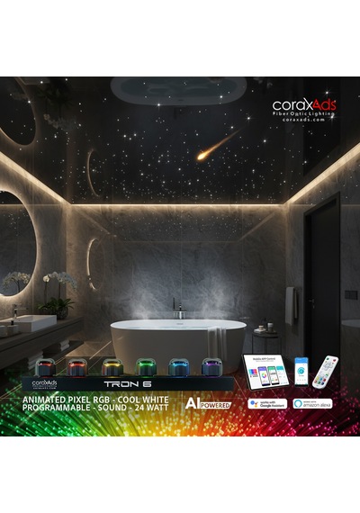 Banyo Ambiyans Aydınlatma Yıldız Tavan Uygulama Seti - Kayan Yıldızlı Çok Renkli