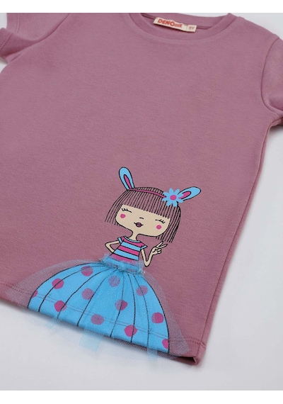 Tüllü Lily Kız Çocuk T-shirt Şort Takım