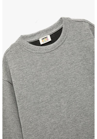 Koton Erkek Çocuk Uzun Kollu Bisiklet Yaka Basic Sweatshirt Gri