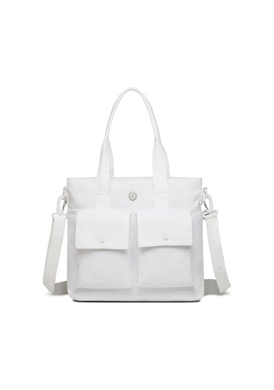 Smart Bags Mikro Poly Kumaş Büyük Boy Kadın Omuz Çantası 3345 Beyaz
