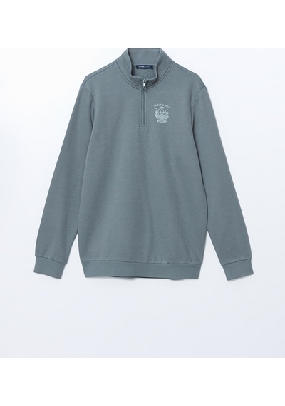 Lcwaıkıkı Classic Yeşil Dik Yaka Uzun Kollu Baskılı Erkek Sweatshirt