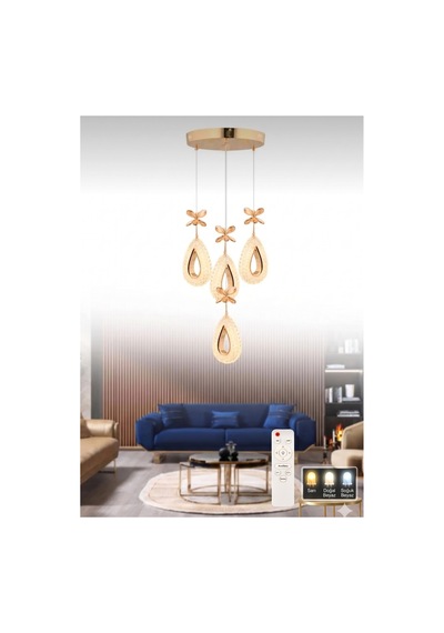 Lalin Gold Kumandalı 4lü Avize