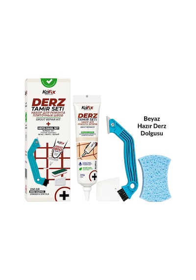 Beyaz 250 Gr Derz Tamir Seti Hazır Derz Dolgusu, Derz Sökme Aleti, Testere, Spatula Ve Sünger