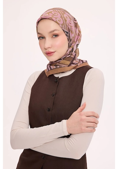 Silk Home Dört Mevsim Antik Motif Viskon Velora Eşarp 6419 Toz Pembe