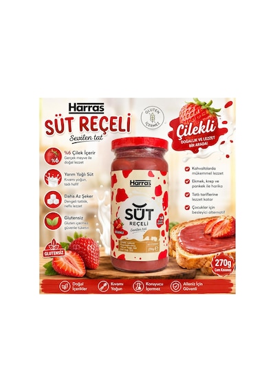 Glutensiz Çilekli Süt Reçeli 270 G