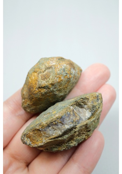 Topraksı Bronz Tozlu & Indigo Violet Black Sea Plume Agat Çift, 80g