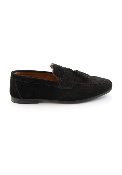Siyah Hakiki Deri Erkek Loafer Ayakkabı E01594456502 Siyah