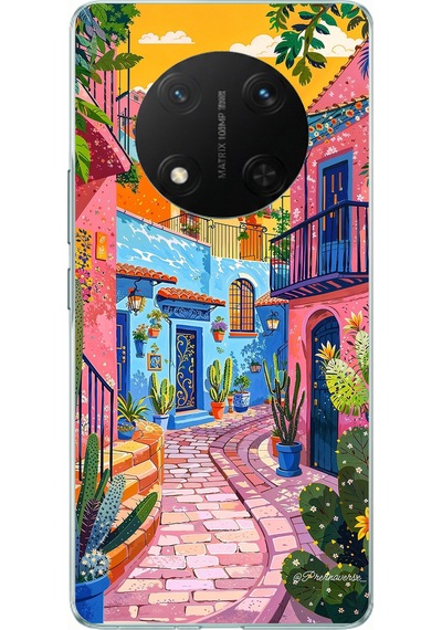 Honor X9c Uyumlu Renkli Sanat Sokak Silikon Kılıf Baskılı Silikon Kılıf Renkli