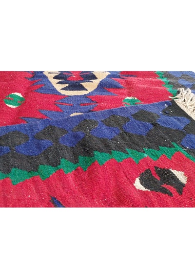 Antika Kafkas Esintili El Dokuma Yün Kilim 80x140 Cm Çok Renkli