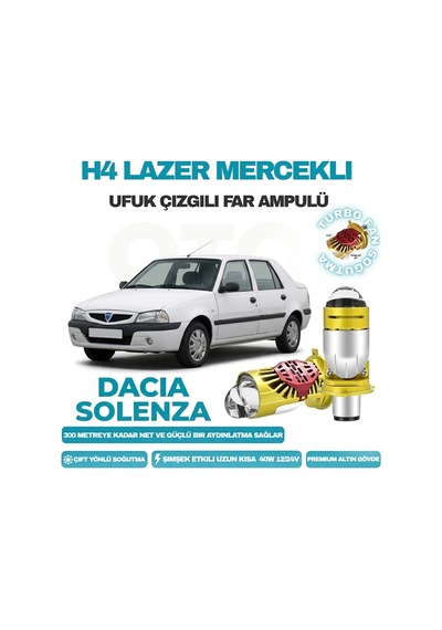 Dacia Solenza 2003 - 2005 Lazer Mercekli Ufuk Çizgili Far Ampulü Araç Motosiklet Led Şimşek Etkili