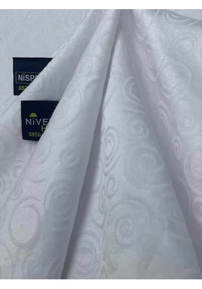 Nivemeshome 140x280 Beyaz Daire Sembol Leke Tutmaz Masa Örtüsü Beyaz