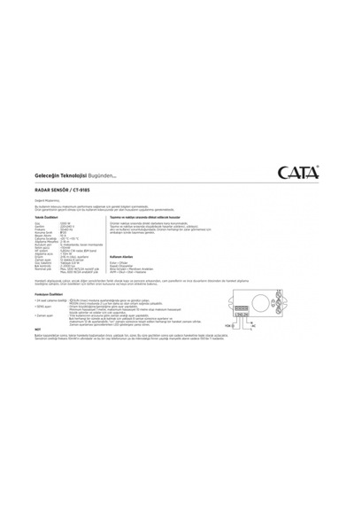 Radar Hareket Sensörü Ct-9185