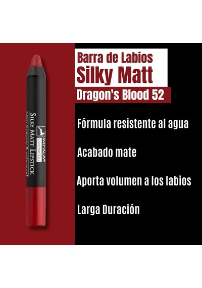 Dudak Kalemi - Silky Matt Lipstick - Uzun Süre Kalıcı & Suya Dayanıklı No 52 Dragon's Blood Çok Renkli