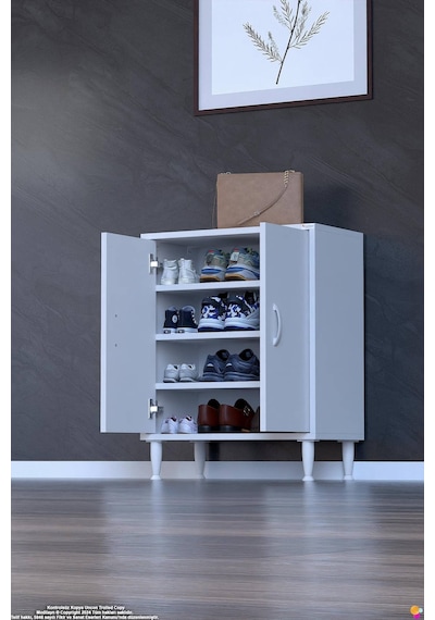 Bulut Ayakkabılık - Kapaklı 3 Raf 4 Bölmeli Dar Alanlar İçin Çok Amaçlı Dolap 65 Cm Beyaz Bulut Ayakkabılık - Kapaklı 3 Raf 4 Bölmeli Dar Alanlar İçin Çok Amaçlı Dolap 65 Cm Beyaz