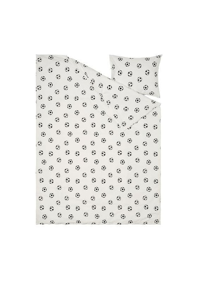 Tek Kişilik Çocuk Nevresim Takımı 150x200/50x60 cm Futbol Temalı MeridyenDukkan Siyah-Beyaz