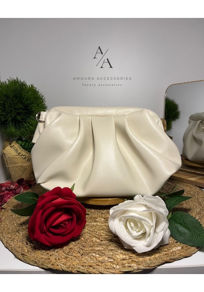 Amoura Cloud Pouch Lüks Pileli El/omuz Çantası Bulut Çanta Bej/ten Rengi