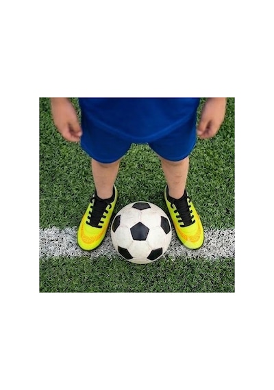 Çocuk Halı Saha Futbol Ayakkabısı Hafif, Kaymaz Tabanlı, Bağcıklı Kramponsuz Spor Ayakkabı Sarı