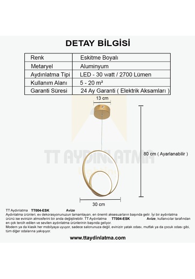 Tt004-Esk Tt Aydınlatma Göz Modeli Eskitme Boyalı Led Avize