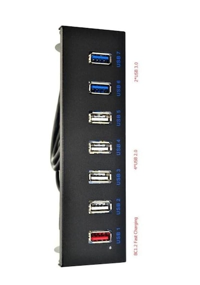 Floppy Ön Panel 7 Port Usb Çoklayıcı Hub 5.25 İnç Usb 3.0 2.0 Hız