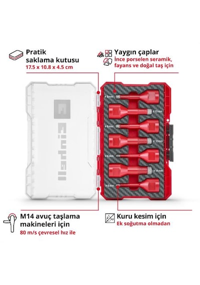 Einhell Taş Delici Uç Seti 7 Parçam-Case Kutu - 49500400