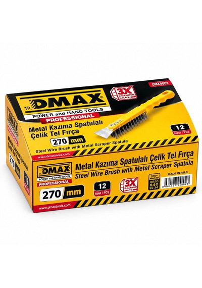 12 Adet 2ın1 Çelik Tel Fırça - Metal Kazıma Spatula 270mm 5690