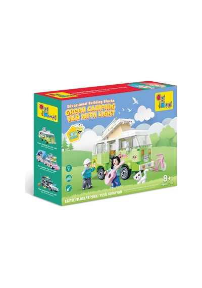 Ogi Mogi Toys Eğitici Bloklar Işıklı Yeşil Karavan 304 Parça, Yapı Seti