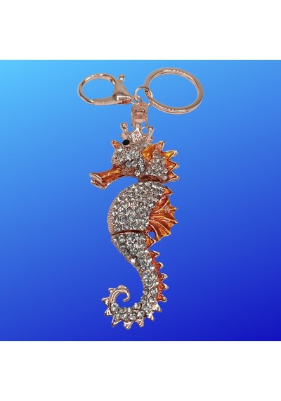 Turuncu Kristal Taşlı Denizatı Anahtarlık