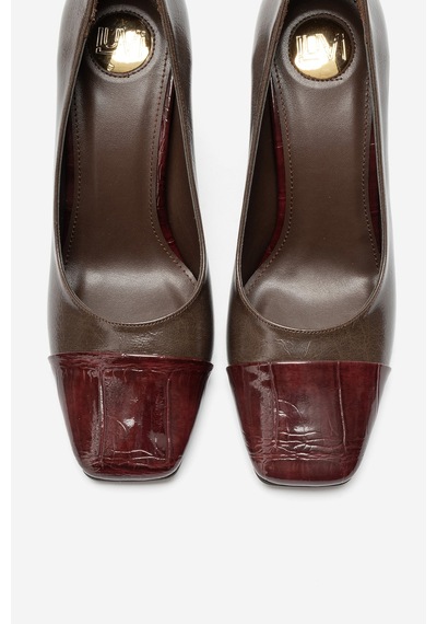 Luvi Shoes Bans Bordo Kahverengi Kadın Topuklu Ayakkabı