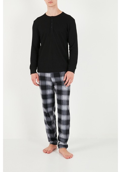Buratti Lastikli Bel Düz Paça Yumuşak Dokulu Polar Pijama Altı Erkek Pijama Altı 6098001 Gri