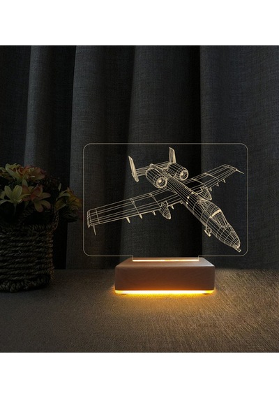 3d Jet Tasarımlı 3d Led Masa Lambası Doğum Günü Hediyesi Lamba