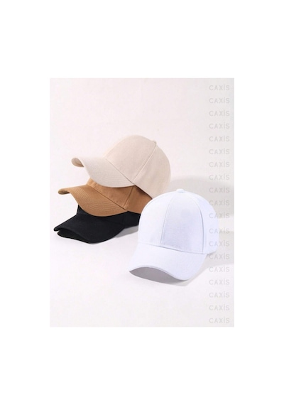 Caxis Spor Şapka Unisex 4 Adet Arkası Cırtlı Ayarlanabilir Siyah-beyaz-krem-kahve