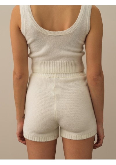 Xint Kırık Beyaz Lüks Pamuk Dokulu Regular Fit Şort 850916