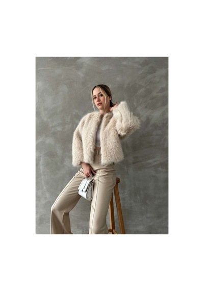 Verymoda Kürk Detaylı Kısa Ceket Taş