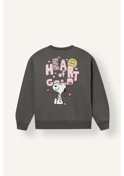 Defacto Snoopy Relaxed Fit Bisiklet Yaka Baskılı Kalın Sweatshirt Kız Çocuk I7454a826wngr206 Gri-gr206