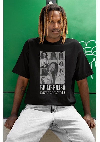 Sevbano Billie Eilish The Eras Tour Tasarım Baskılı Unisex Oversize Şarkı Siyah