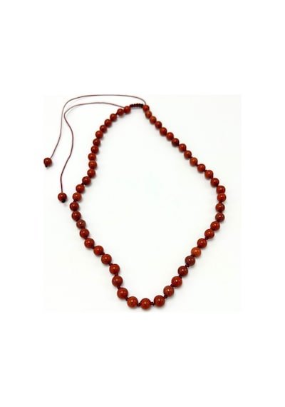 Yıldız Doğal Taş Kırmızı Jasper Doğal Taş 6 MM Makrome Kolye 45 CM - 55 CM Ayarlanabilir Kırmızı